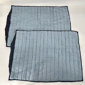 Set 2 Pottery Barn Channel Silk Quilted Standard Pillow Shams Sea Blue